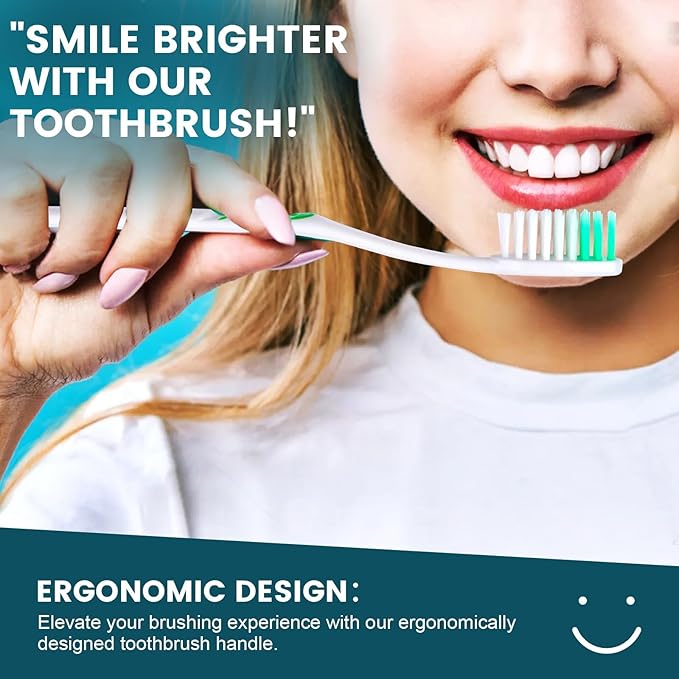 Navona 100 PCS Premium Toothbrushes Bulk, Individually Wrapped Toothbrushes, Disposable Toothbrush, Medium Soft Bristle Bulk Toothbrushe for Travel Hotel Donation, Ergonomics Handle
