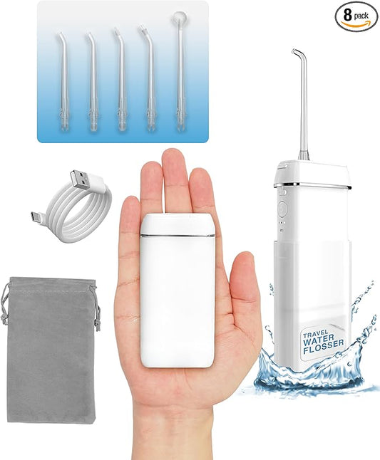 Ortho Water Flosser – Cordless, Collapsible Water Flossers for Teeth and Braces, IPX8 Waterproof, Rechargeable Teeth Cleaning Tools, 3 Modes 360° Nozzle, Travel Essentials Flossers for Adults & Kids