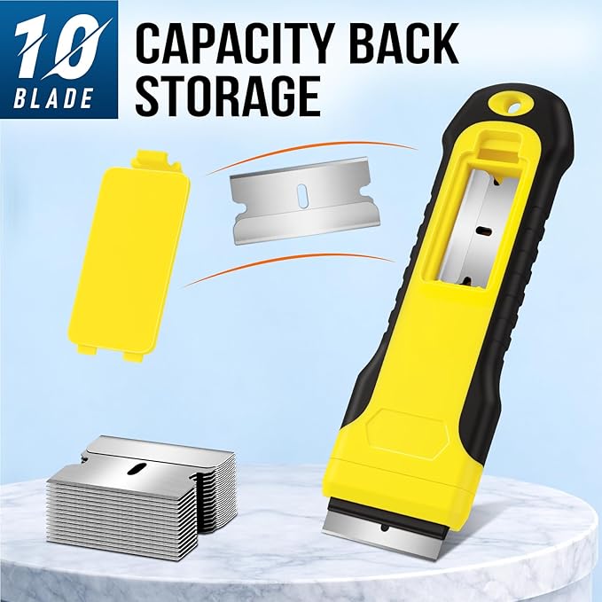 Razor Blade Scraper Tool With 15pcs Extra Blades, Paint Scraper for Cleaning, Glass Scraper for Windows, Oven Cleaning Tools, Cuchilla Para Limpiar Cosina, Cleaning Razor for Ceramic Stove Top