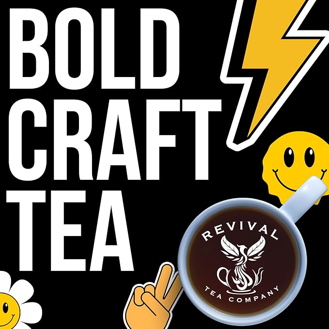 Revival Tea Company Blue Tea - Butterfly Pea Flower and Black Tea Blended with Other Herbal Tea Flavors - 24 Tea Bags