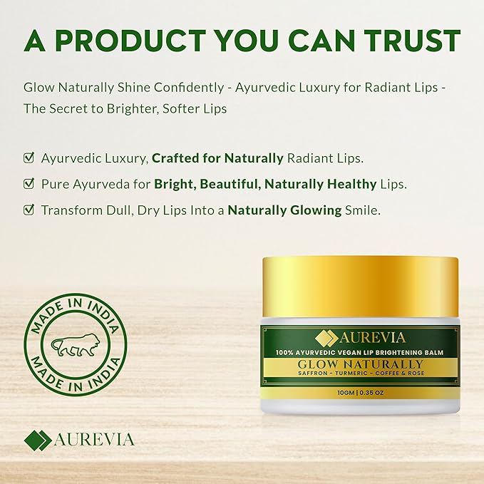 Vegan Lip Brightening Balm – Ayurvedic Lip Care for Dark & Smoker Lips | Deeply Hydrating, Moisturizing & Nourishing with Rich Antioxidants – Clean Beauty Plant-Based Formula