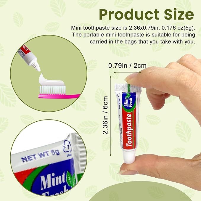 Bulk Travel Size Toothpaste, 15 Tubes 0.176 oz Extra Small Toothpaste Travel Size Bulk Disposable for Hotel, Guests, Homeless, Charity, Mint (Mini Size, Only for Single Use)