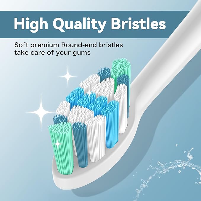 Toothbrush Heads for Philips Sonicare Replacement Brush Heads with Protective Cover Soft Dupont Bristles Electric Toothbrush Replacement Heads for Oral Health, 16 Pack