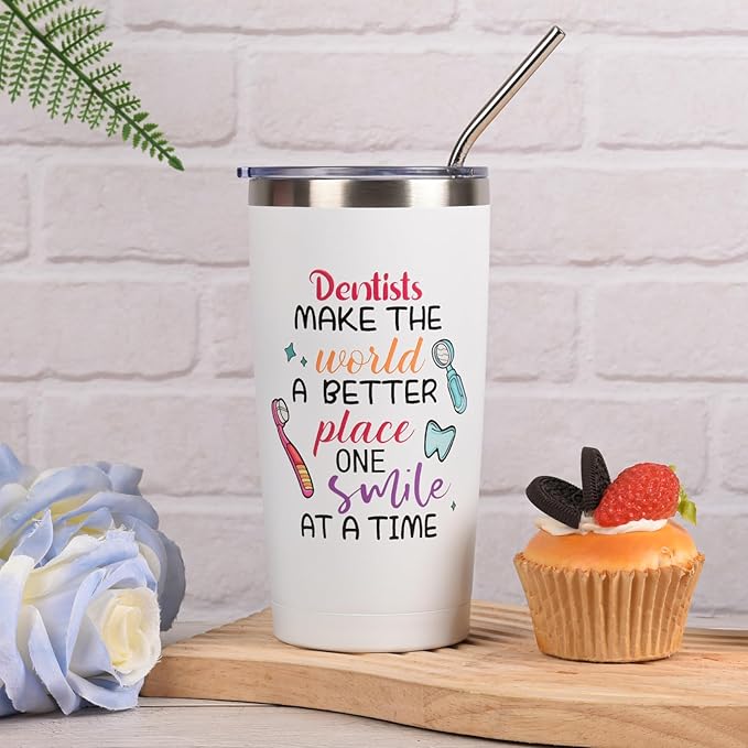 Dentist Gifts for Women Unique Dental Assistant Gifts Funny Dental Hygienist Gift Including Tumbler Mug Socks Badge Reel Holder Makeup Bag Keychain for Birthday Christmas (Dentist Women)