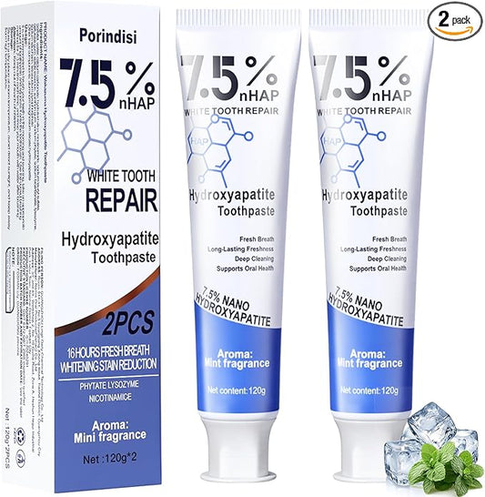 Nano Hydroxyapatite Toothpaste – Remineralizing, Whitening & Fluoride-Free Toothpaste for Sensitive Teeth, Cavity Reversal, Enamel Repair & Gum Care, Suitable for Kids & Adults