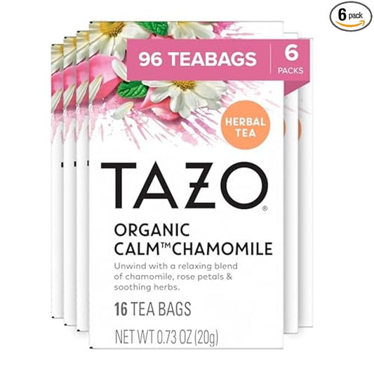 TAZO Calm Chamomile Herbal Tea Bags, Caffeine Free, 96 Total Tea Bags (16ct - Pack of 6)