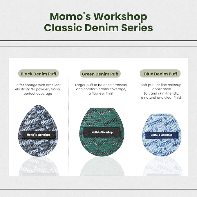 Momo's Workshop Makeup Sponge for Foundation, Soft Makeup Blending Puff Reusable, Foundation Puff for Natural Finish & Long-lasting 1PCS Blue