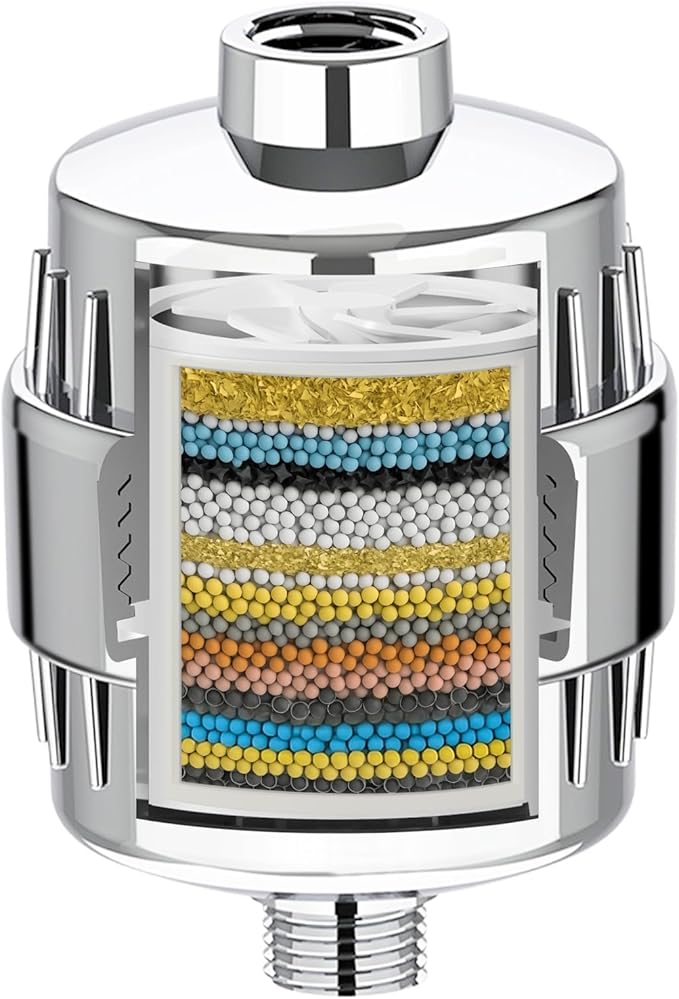 Yodel 25-Stage Vitamin C Shower Head Filter to Repair Damaged Hair,Skin and Nails, Prevent Scale Buildup,High Output Hard Water Softener 99% Remove Lead,Chlorine,Fluoride and Chemicals,Chrome
