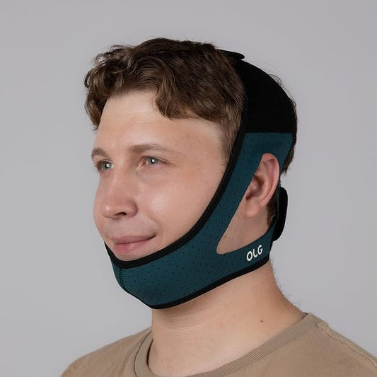 OLG Snore Stopper Chin Strap for Men CPAP Compatible Jaw Support Breathable Mesh – Anti Snoring Device