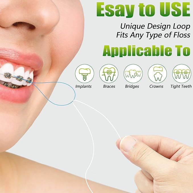 Floss Threaders, Orthodontic Threader, Ultraclean Access Tool for Maintaining Oral Health with Braces, Bridges, and Implants 250 Count