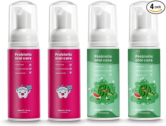 Kids Foam Fluoride Free Toothpaste with Watermelon and Strawberry Mint Flavor, Toddler Natural Teeth Deep Cleaning Toothpaste for U Shaped Toothbrush