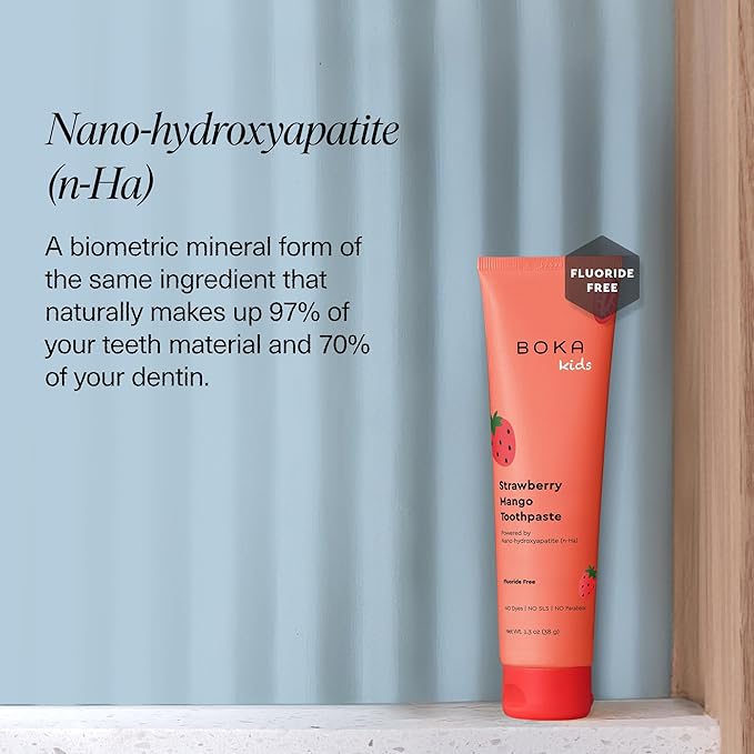 Boka Fluoride Free Toothpaste Nano Hydroxyapatite Toothpaste - Strawberry Mango Flavor, 1.3 oz 2pk US Manufactured