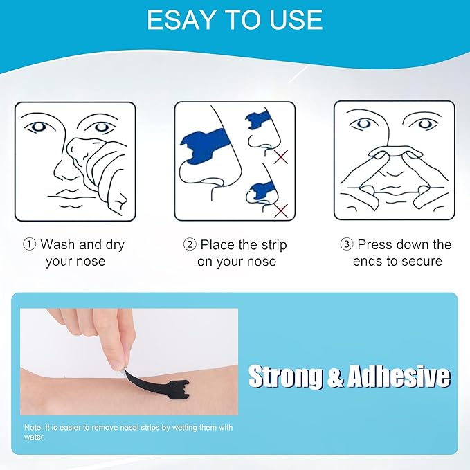 50Pcs Nasal Strips for Snoring, Nose Strips for Breathing, Snoring Aids for Men & Women, Helps Reduce Snoring & Improves Sleep (Black,50)