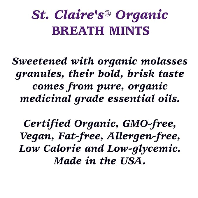 St. Claire's Organic Breath Mints, (MerryMints, 1.5 Ounce Tin, Pack of 6) | Gluten-Free, Vegan, GMO-Free, Plant-based, Allergen-Free | Made in our Allergen-Free facility