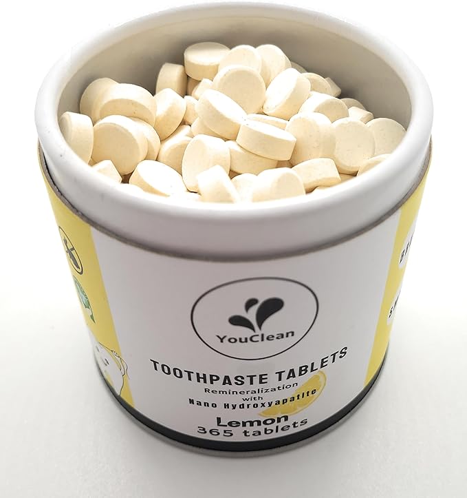 Refill Pack - 365 Toothpaste Tablets - Natural Remineralization & Whitening with Nano Hydroxyapatite - Travel or Daily Use - Fluoride Free (Lemon365)