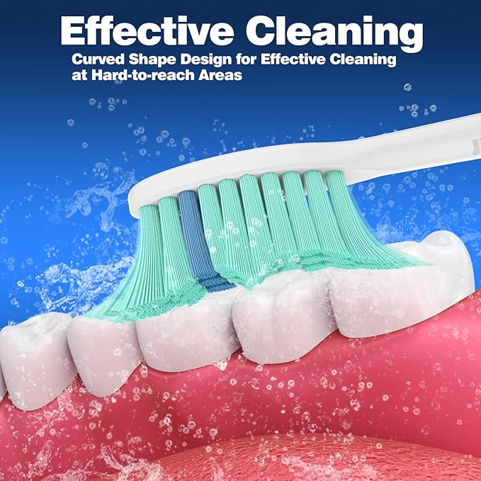 Toothbrush Replacement Heads for Philips Sonicare E-Series, Essence, Elite, Advance, CleanCare Screw-on Electric Toothbrush Heads HX7022/66, 6 Pack