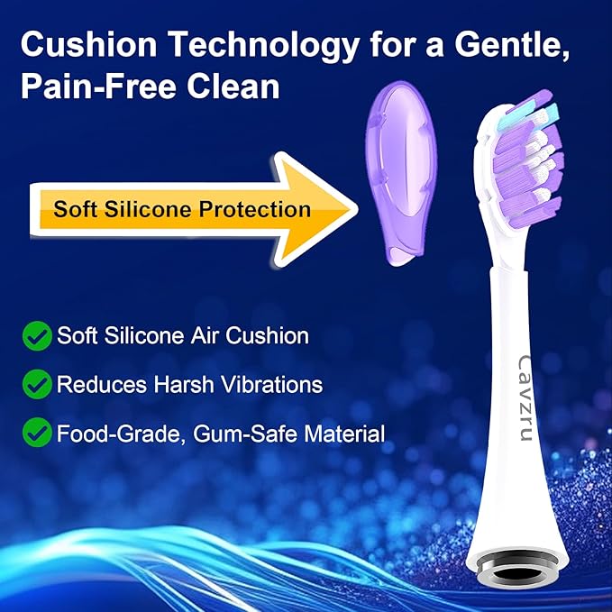 Cavzru 10Pack Replacement Toothbrush Heads for Philips Sonicare Electric Toothbrush,Real Dupont Bristles for Sonicare A3 G3 W3 C3 C2 Brush Head,Purple+Blue