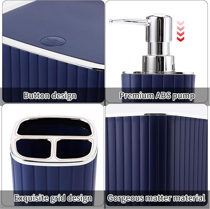 28PC Bathroom Set - Gorgeous Blue Bathroom Set, Bathroom Accessory Set, Blue Shower Curtain Set with 5PC Shower Organizer