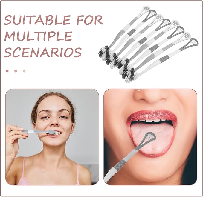 8Pcs Silicone Toothbrush and Tongue Scraper Set for Adults and, Soft Bristle Dual-Head Oral Care Kit, Sensitive Gum Cleaning, Travel-Friendly Dental Hygiene Tools