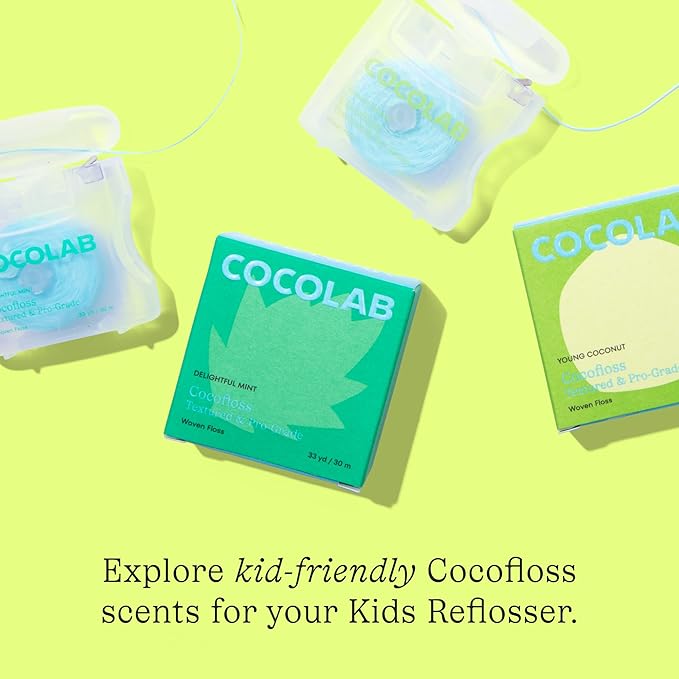 Cocolab Kids Reflosser, Reusable, BPA-Free Flosser for Children with Sticker Pack, Dentist-Designed Eco-Friendly Oral Care Tool, Floss Holder for Healthy Teeth (Floss Not Included)