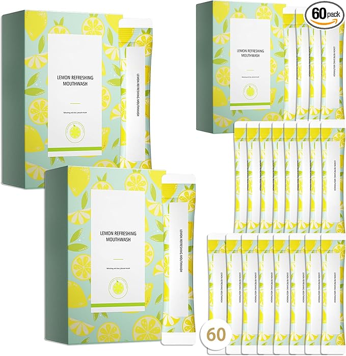 Travel Size Mouthwash,Mini Mouthwash Travel Size Bulk Portable Mouth Wash Set,Individual Small Travel Mouth Wash Packets for Fresh Breath(Pack of 60) A14