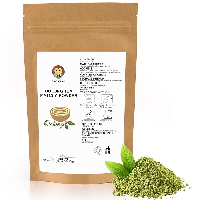 Taiping HK Oolong Matcha Tea 10 Single Serve Stick Packs For Cooking, Baking, Latte, Smoothie, Hot & Iced Drinks - Antioxidant-Rich, Helps Support Digestive Health - Unsweetened,Vegan(10 Count)
