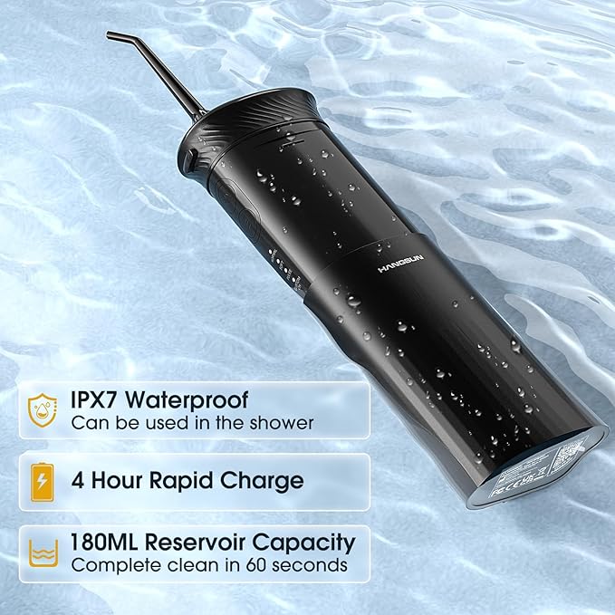 HANGSUN Water Flosser Cordless, Portable Mini Oral Irrigator, Rechargeable Electric Dental Flossers for Braces, Water Teeth Cleaner Pick with 4 Power Modes & IPX7 Waterproof for Home & Travel (HOC660)