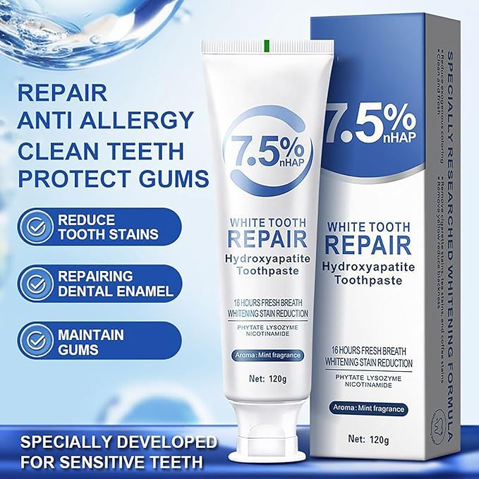 7.5% Hydroxyapatite Toothpaste, 7.5% Hydroxyapatite Toothpaste for Enamel Protection and Tooth Strengthening, White Tooth Repair, Sensitive Teeth, Gentle Mint, Daily Use for Oral Health (3)