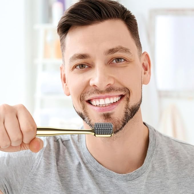 Z-VAPRESS Gold Plated Luxury Toothbrush Soft Bristles Toothbrush Travel Toothbrushes for Adults Limited Luxury Gold Plated Toothbrushes