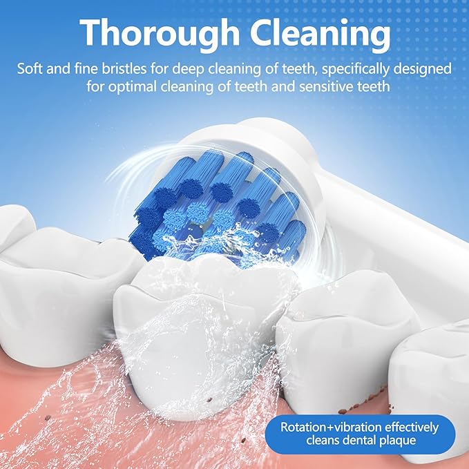 THISONG Soft Bristle Sensitive Replacement Brush Heads for Braun Electric Toothbrush - Gentle and Comfortable Brushing for Sensitive Gums - Pack of 12