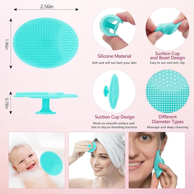 Silicone Face Scrubber, 3pcs Exfoliating Lip Brush, 3pcs Cleansing Brush,1pcs Face Mask Brush Exfoliator Blackhead Skin Care Tool