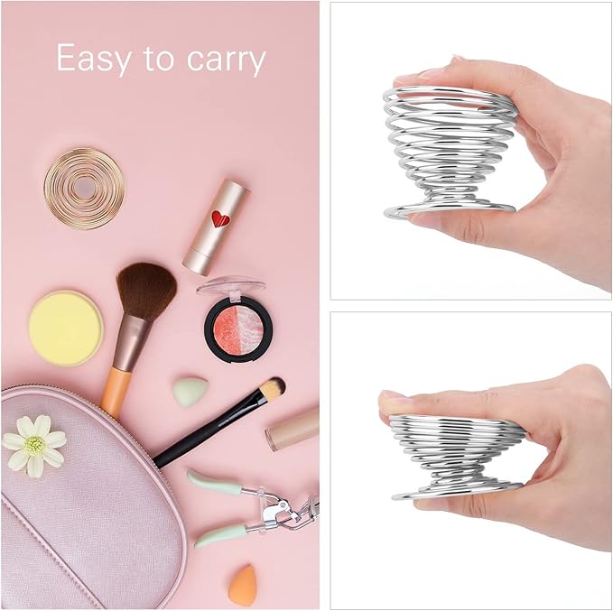 Luxspire Beauty Sponge Blender Holder, Makeup Blender Stand, Makeup Powder Puff Beauty Tool Dryer Drying Rack Egg Powder Puff Display Stand, Silver, 2 Pack
