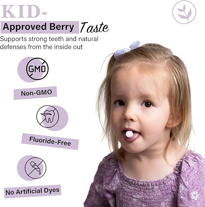 Living Well with Dr. Michelle Kids Tooth & Bone Supplement – Chewable for Strong Teeth & Cavity Defense – Calcium, D3, K2, Magnesium, Zinc – Ages 4+ – Mixed Berry Flavor – Fluoride-Free, Non-GMO