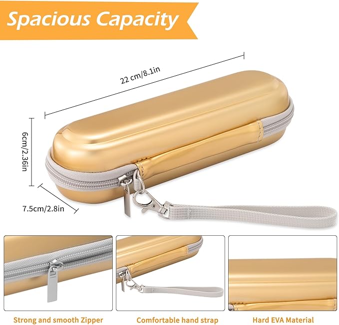 TYSORETY Toothbrush Travel Case for Oral B/Oral-B Pro 1000 1500 5000 7000 & Philips Sonicare 4100 1100 5300 5100 6100/iO Electric Toothbrush, Hard Protective Storage Bag (Dazzling gold)