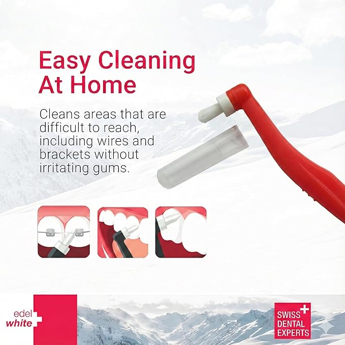 edel+white End Tuft Toothbrush 2 Pack – Small Head Sulcus Brush for Braces, Implants & Gumline – Special Brush for Precise, Focused Dental Cleaning