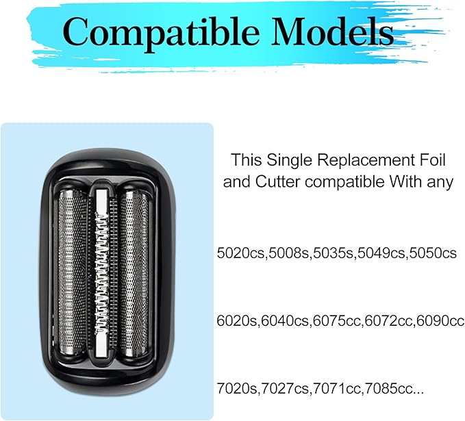 Series 5 53B Replacement Head Compatible with Series 5/6 Electric Shavers – Fits Models 6072cc, 6090cc, 6020s, 6040cs, 6075cc, 5018s, 5049cs, 5035s