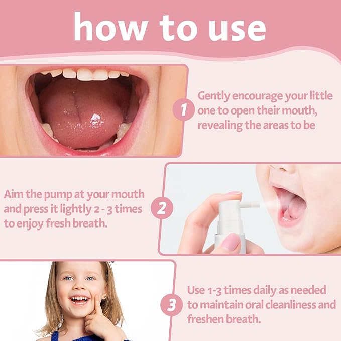 PEGO Kids Oral Spray, Toddler Toothpaste Helper for Fresh Breath,Fruit-Flavored & Portable, for Baby's Daily Oral Care (2Pack, Strawberry)