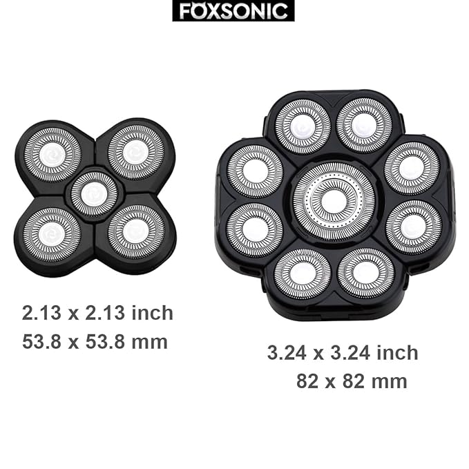 FOXSONIC Upgraded 9 Blade Body Shaver Replacement Heads for Many Brands Electric Razor
