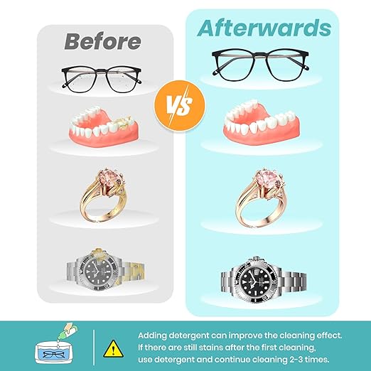 Ultrasonic Jewelry Cleaner, Extra-Large Cavity, 700ml,48000Hz Ultrasonic Cleaner Machine for Jewelry, Eyeglasses, Rings, Watch,Three Cleaning Modes, Latest Model Machine,M9B201
