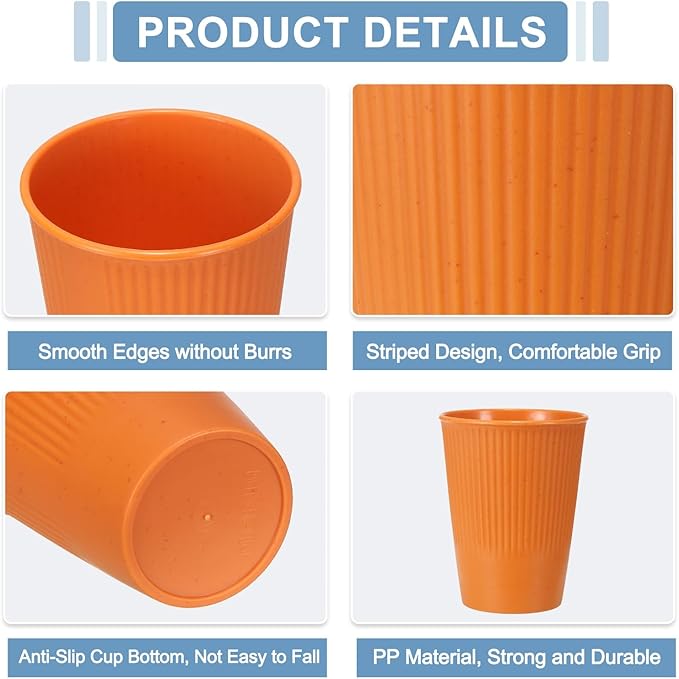 uxcell 4 Pcs Simple Toothbrush Cup, 3.3 x 3.3 x 4.2 Dishwasher Safe Bathroom Tumbler Reusable Plastic Cup Set for Storing Toothpaste Combs, Orange