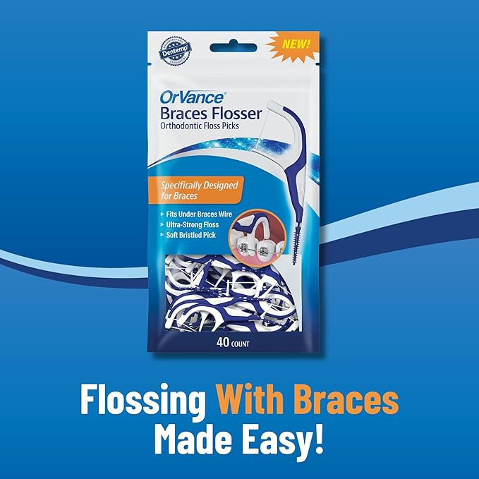 OrVance Braces Flosser - Designed for Braces for an Easy & Effective Clean, Ultra Strong Floss - 40 Count (Pack of 1)