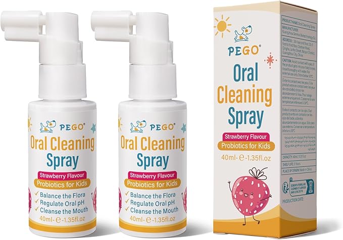 Kids Oral Spray, Toddler Toothpaste Helper for Fresh Breath，Kid's Mouth Spray with Fluoride Free for Newborn to 12 Years (2Pack, Strawberry)