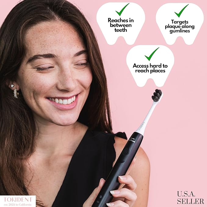 Replacement Brush Heads for Philips Sonicare Electric Brush - Ultra Soft Toothbrush Heads for Sensitive Teeth & Gums - Replacement Head with 10,000 Wave Cut Nano Bristles - 2 Pack - Charcoal Black