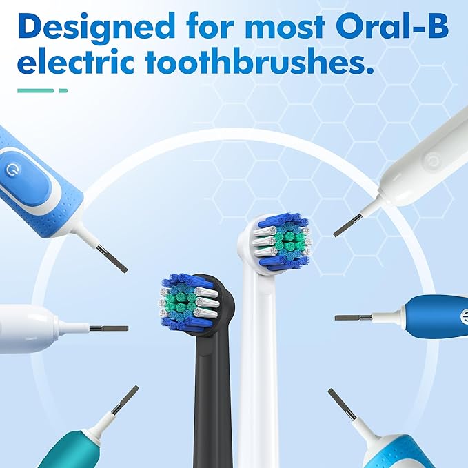 Replacement Toothbrush Heads Compatible with Oral B, Pack of 16 Professional Electric Toothbrush Heads Oral-b 7000, Clean, Oral B Pro 1000, 9600, 500, 3000, 8000 (Black)