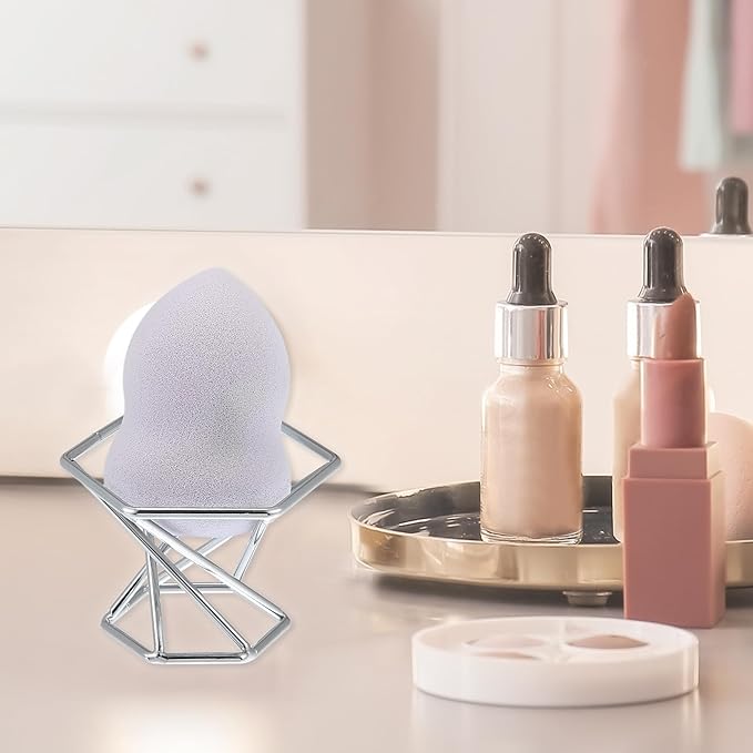 VOCOSTE Makeup Sponge Holder, Beauty Sponge Dry Stand, Beauty Sponge Holder, Makeup Beauty Egg Drying Stand for Vanity, Silver Tone