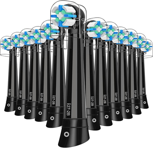 IO Replacement Heads Compatible with Oral B IO 2/3/4/5/6/7/8/9/10/Deep Clean Electric Toothbrushes, Brush Heads Compatible with Oral B IO with Medium Bristles (12 Black)