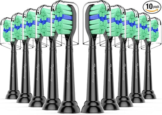 Toptheway Replacement Toothbrush Heads Compatible with Philips Sonicare Protectiveclean Dailyclean Plaque Control Electric Toothbrush 4100 5100 5300 C2 W2 G2 Black, 10 Pack