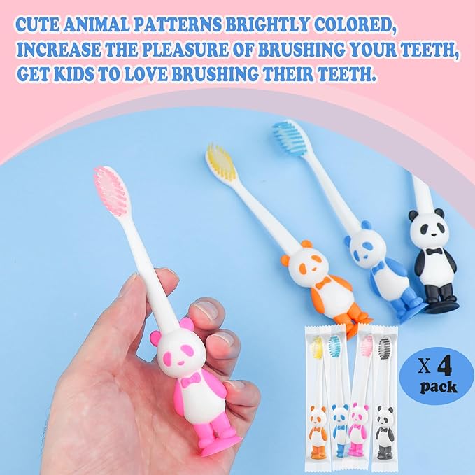 Disposable Toddler Toothbrush Kids Bulk Pack of 20,Suction Cup Bulk Children Toothbrushes for Kid Age 2+ Individually Wrapped Animal Toothbrush for Boys,Girls,for Home,School,Camp,Daycare,Travel