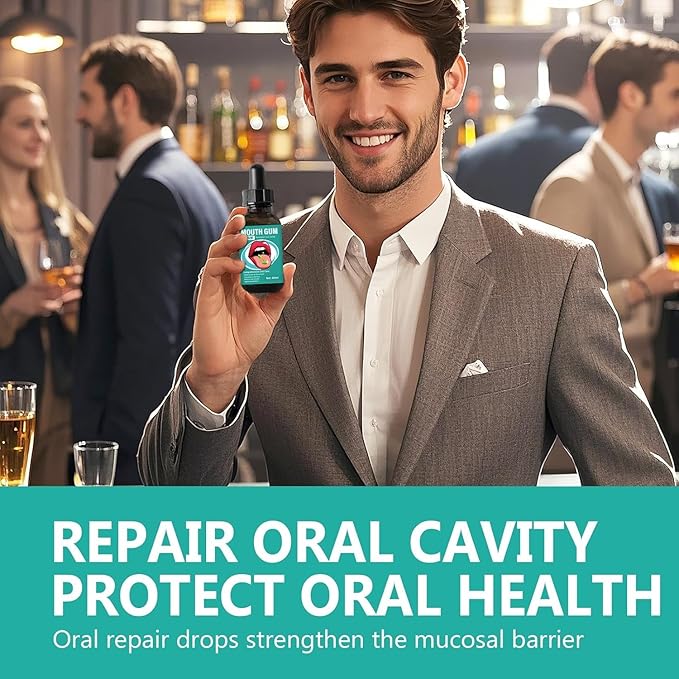 Gum Restore Drops, Gum Repair for Receding Gums, Stain Removal, Fresh Breath, Natural Ingredients Eliminate Bad Breath, Oral Care Drops for Adults, 60ML