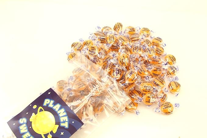 Planet Sweets Premium Sugar Free Butterscotch Hard Candy Buttons - 8 Ounce - Individually Wrapped Discs Candies
